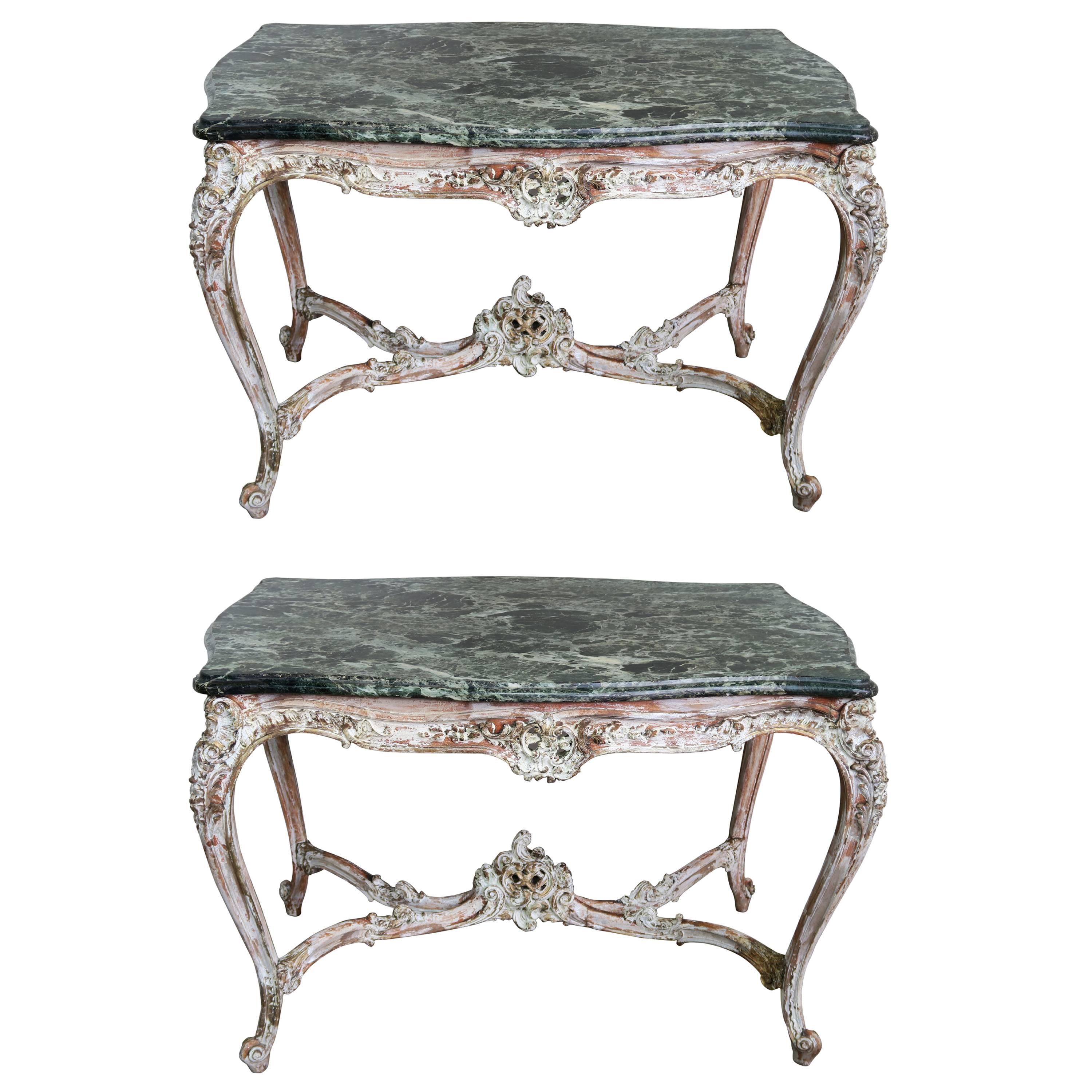 19th Century French Marble Top Tables, Pair