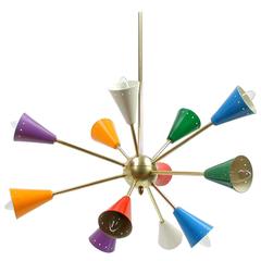 1950s Italian Multi Color Sputnik Chandelier in the Manner of Stilnovo