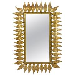 Mid-Century Spanish Sunburst Gilt Wall Mirror, 1950s 2