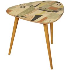 Coffee Table Beech Decorated Wooden Top, 'Verykote' Lacquering Vintage, 1950s