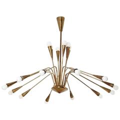 Mid-Century Italian Brass Chandelier 1