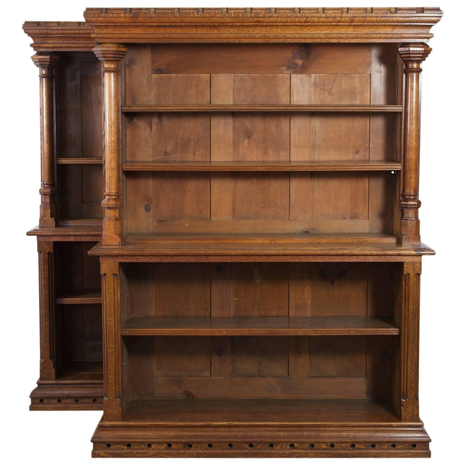 Pair of Gothic Bookcases For Sale