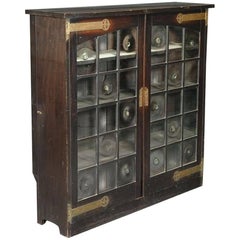 Antique Glasgow School Green Stained Cypress Wood, Glazed Bookcase Mackintosh Attributed