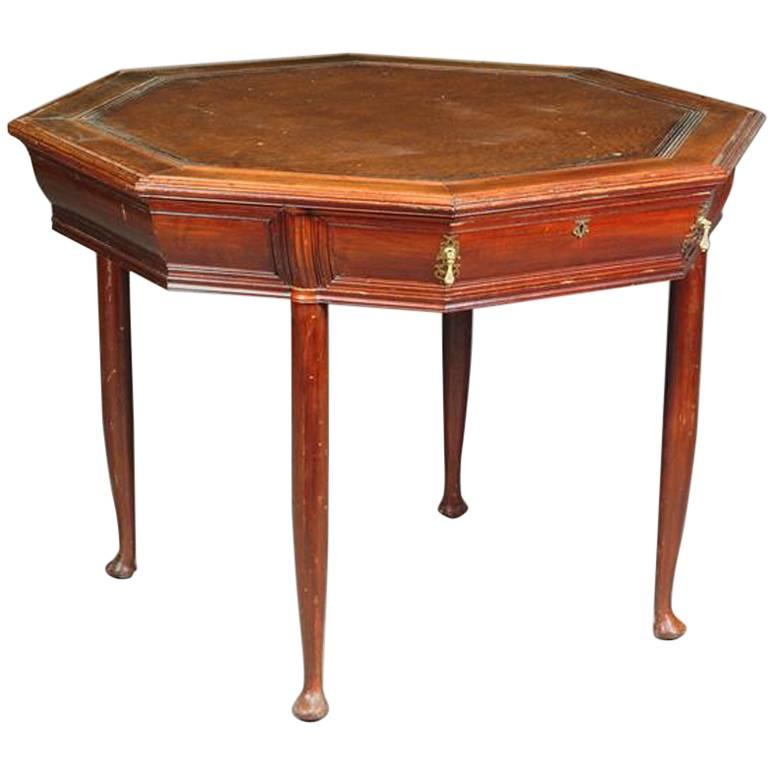 Continental Walnut Octagonal Center Table in the Manner of Henry Van der Velde For Sale