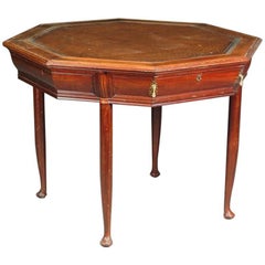 Antique Continental Walnut Octagonal Center Table in the Manner of Henry Van der Velde