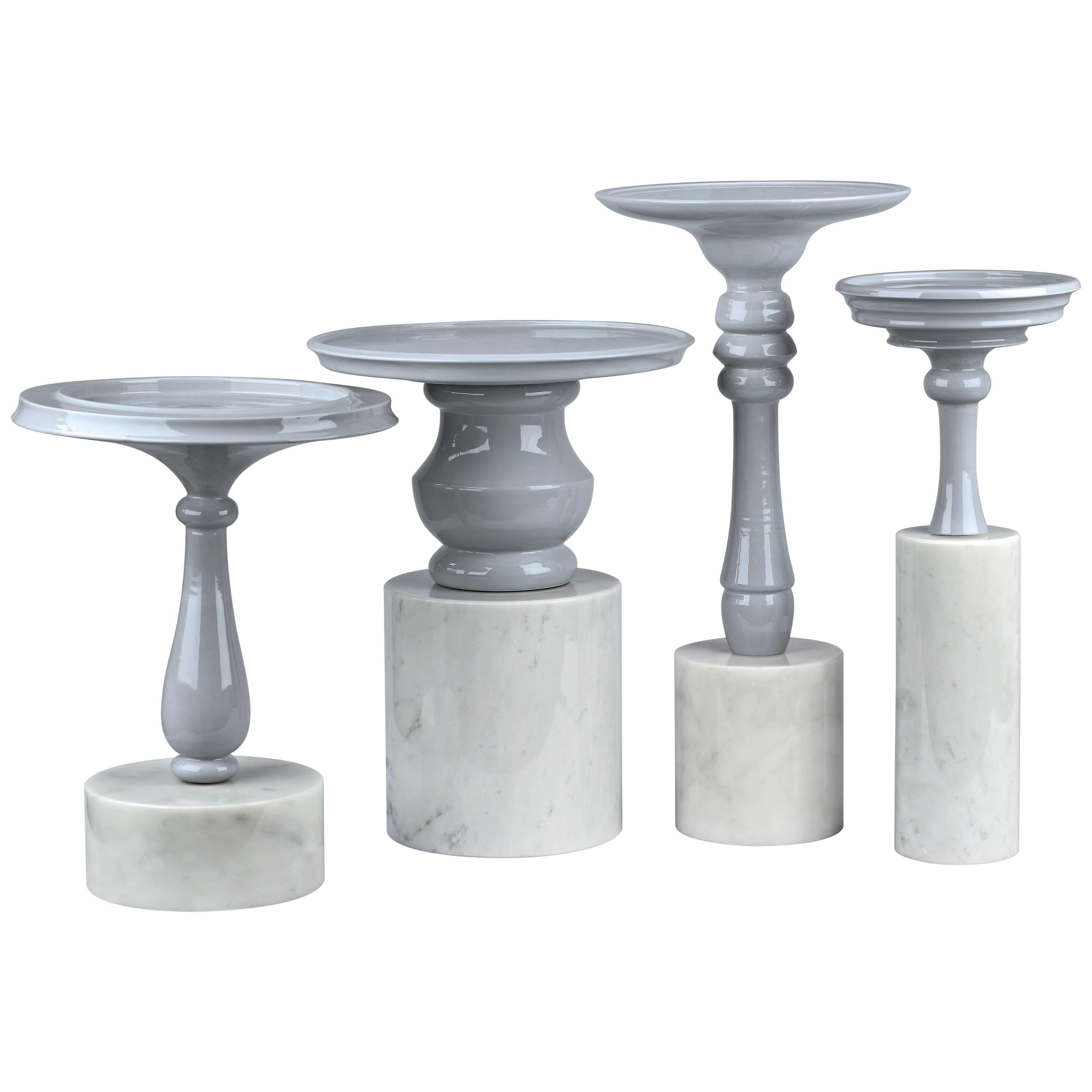 Bouquet de tables en céramique et marbre de Carrare par Sam Baron en vente