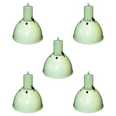 1960s Big Light Green Factory Pendants