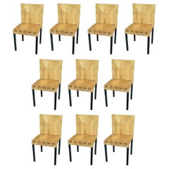 Vintage Set of 10 Scandinavian Modern Wood and Steel Dining Chairs