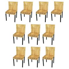 Set of 10 Scandinavian Modern Wood and Steel Dining Chairs 11