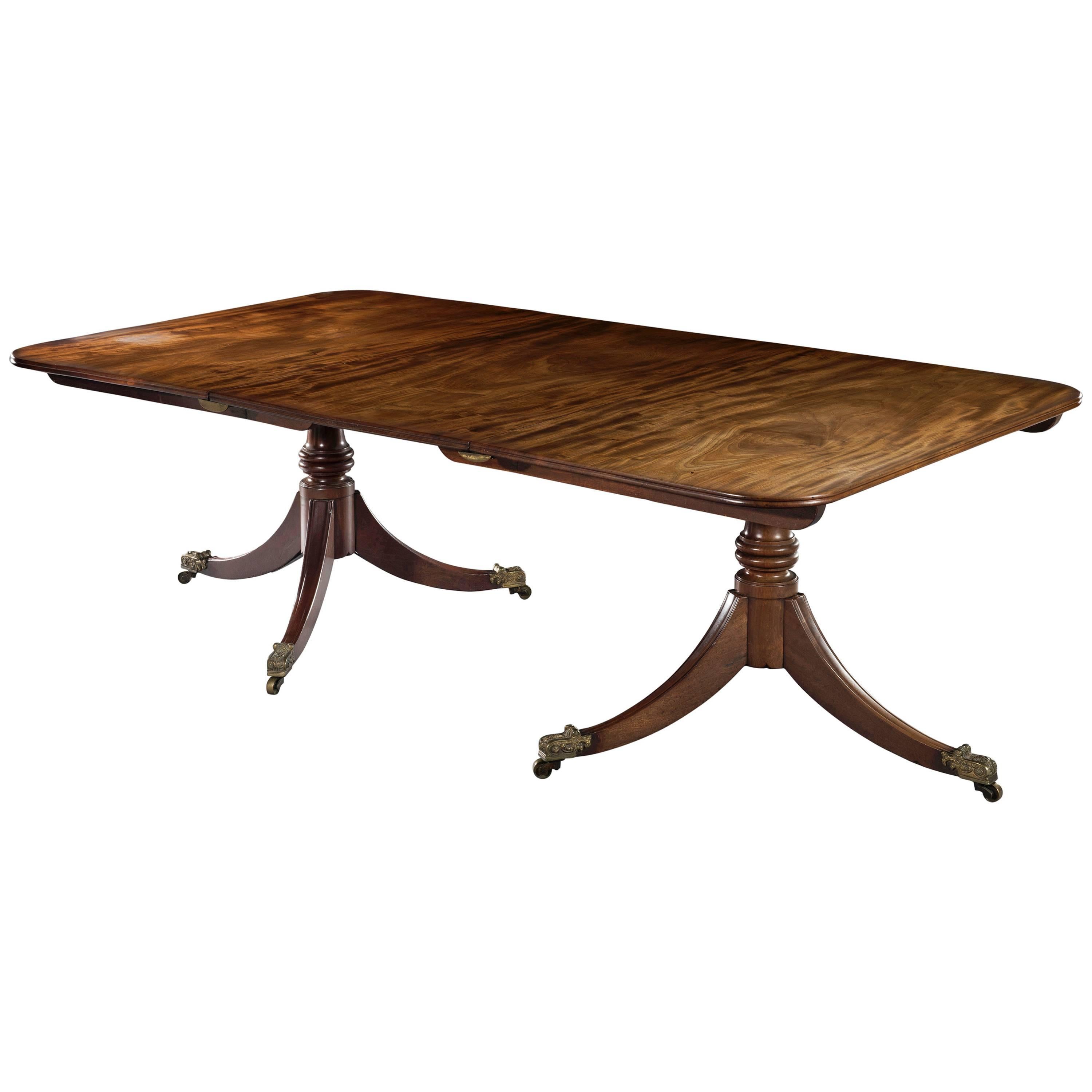 George III Mahogany Twin Pedestal Dining Table For Sale