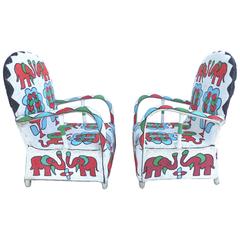 20th Century Pair of Nigerian Yoruba Tribe Hand Beaded Nobility Chairs 3
