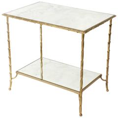 Vintage Two-Tiered French Cigarette Table by Baguès, circa 1950