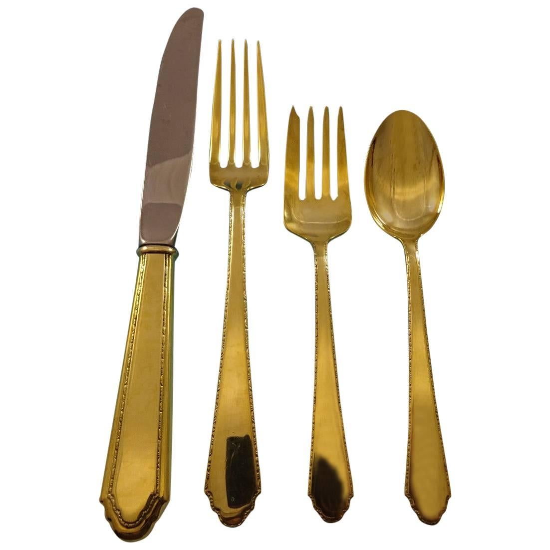 Juego de 12 cubiertos de plata de ley William & Mary Gold by Lunt Vermeil