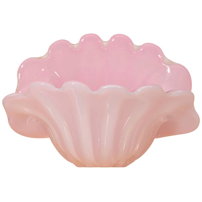 Seguso Pink Opaline Conch Shell For Sale