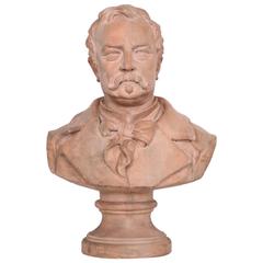 French Terracotta Bust of Victor Hugo, Signed and Dated