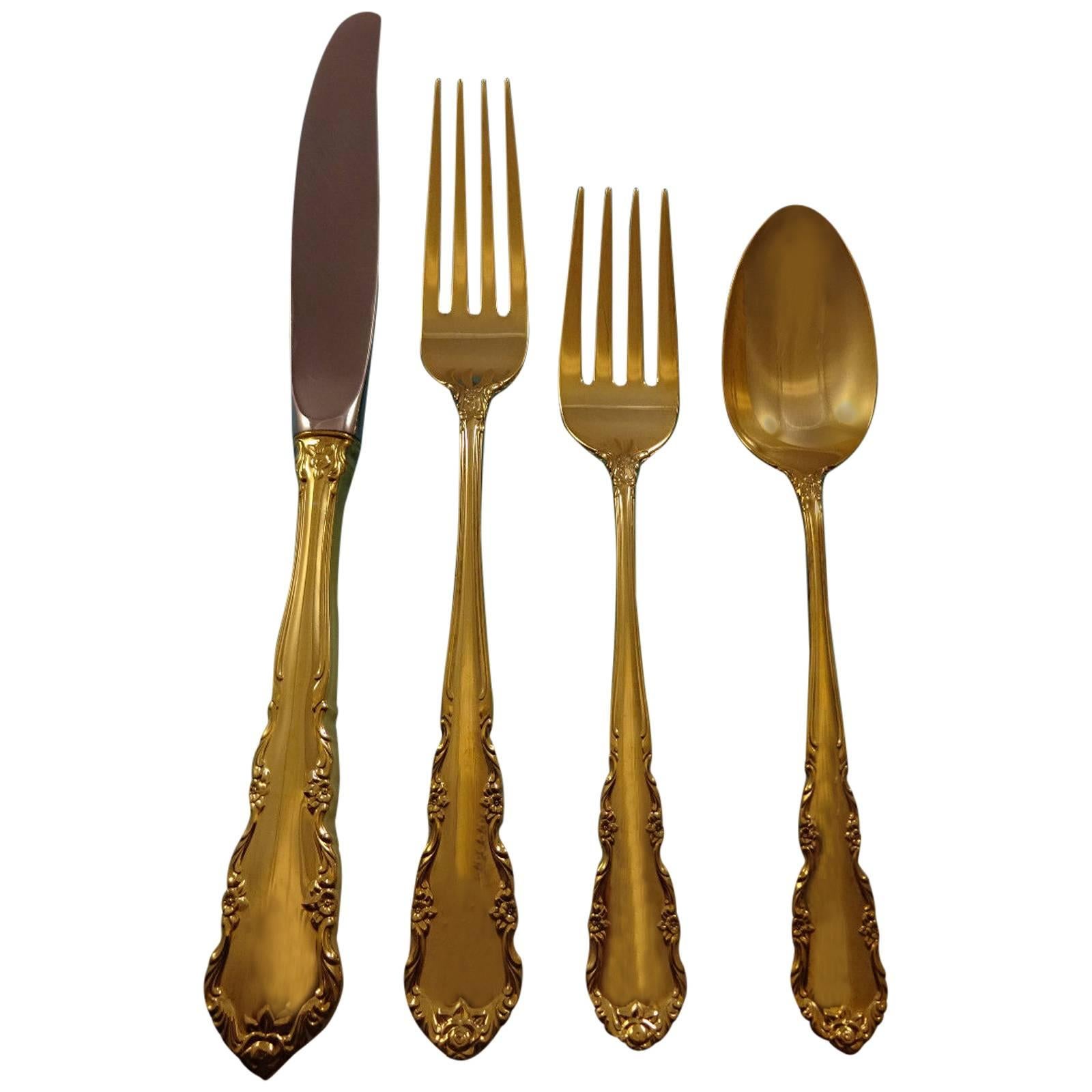 Set di posate in argento sterling Shenandoah Gold by Wallace per 12 persone Vermeil