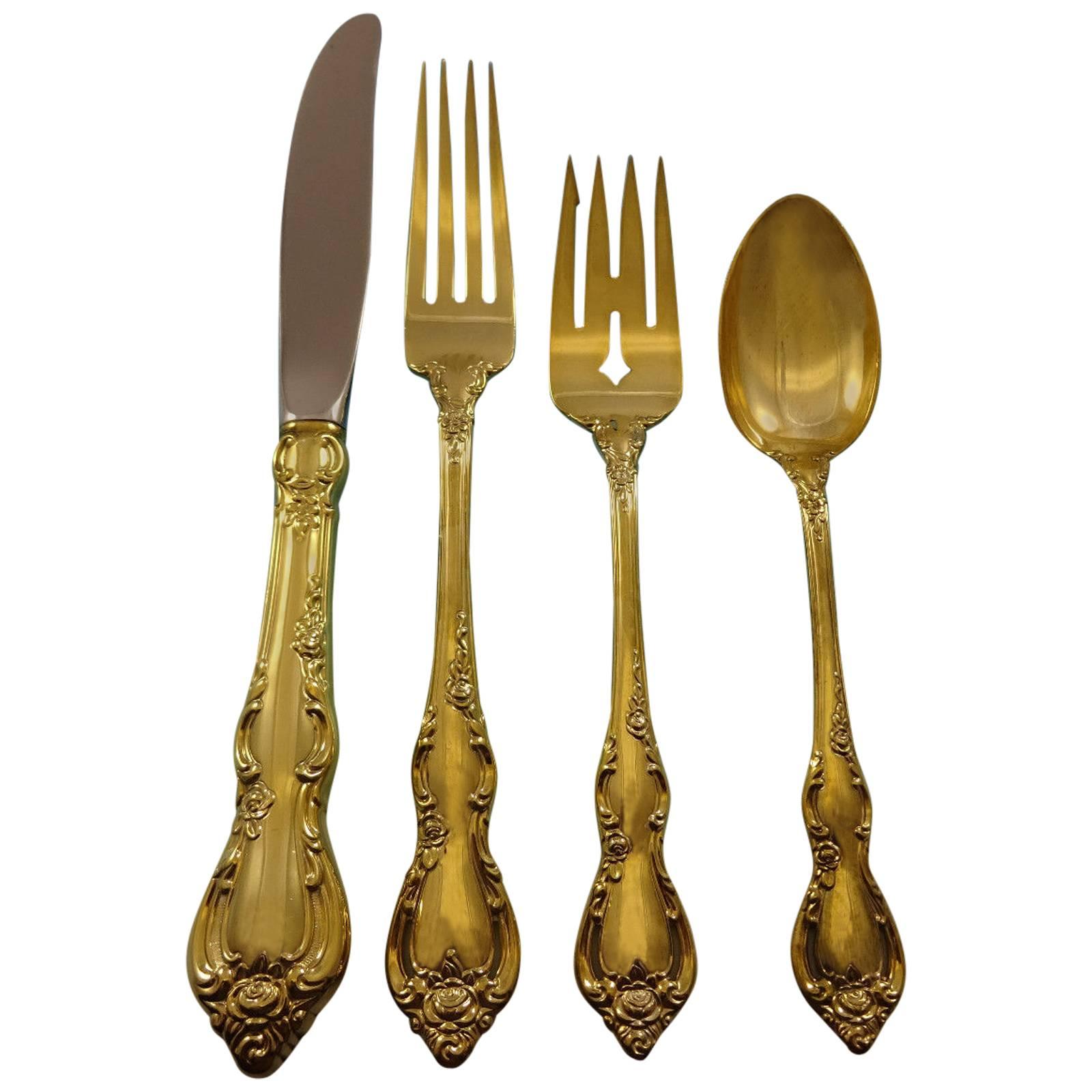 Spanish Provincial Gold by Towle Sterling Silver Flatware Service Set 12