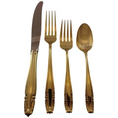 Stradivari Gold by Wallace Sterling Silver Flatware Service Set for 12 Vermeil