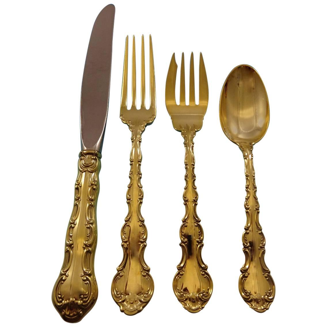 Strasbourg Gold by Gorham Sterling Silver Flatware Service Set for 12 in Vermeil For Sale