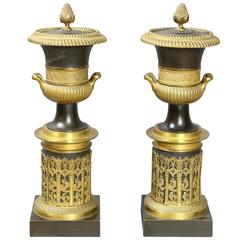 Pair of Charles X Bronze and Ormolu Urns