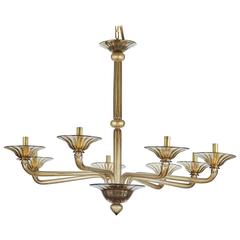 Murano Glass Rigadin Smoky Brown 1970s Italian Chandelier with Eight Arms