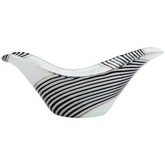 Dino Martens for Aureliano Toso Mezza Filigrana Black & White Murano Glass Bowl 3