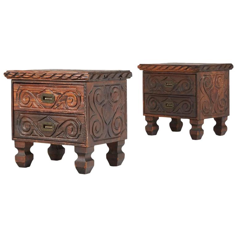 William Westenhaver for WITCO, Pair of Exotic Carved Nightstands, circa