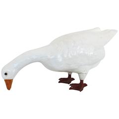 Vintage White Glazed Ceramic Goose