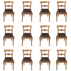 Set of 12 Regency Mahogany Dining Chairs 