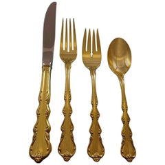 Angelique Gold by International Sterling Silver Flatware Service Set 12 Vermeil 