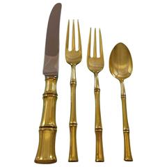 Retro Bamboo Gold by Tiffany and Co. Sterling Silver Flatware Service Set for Six