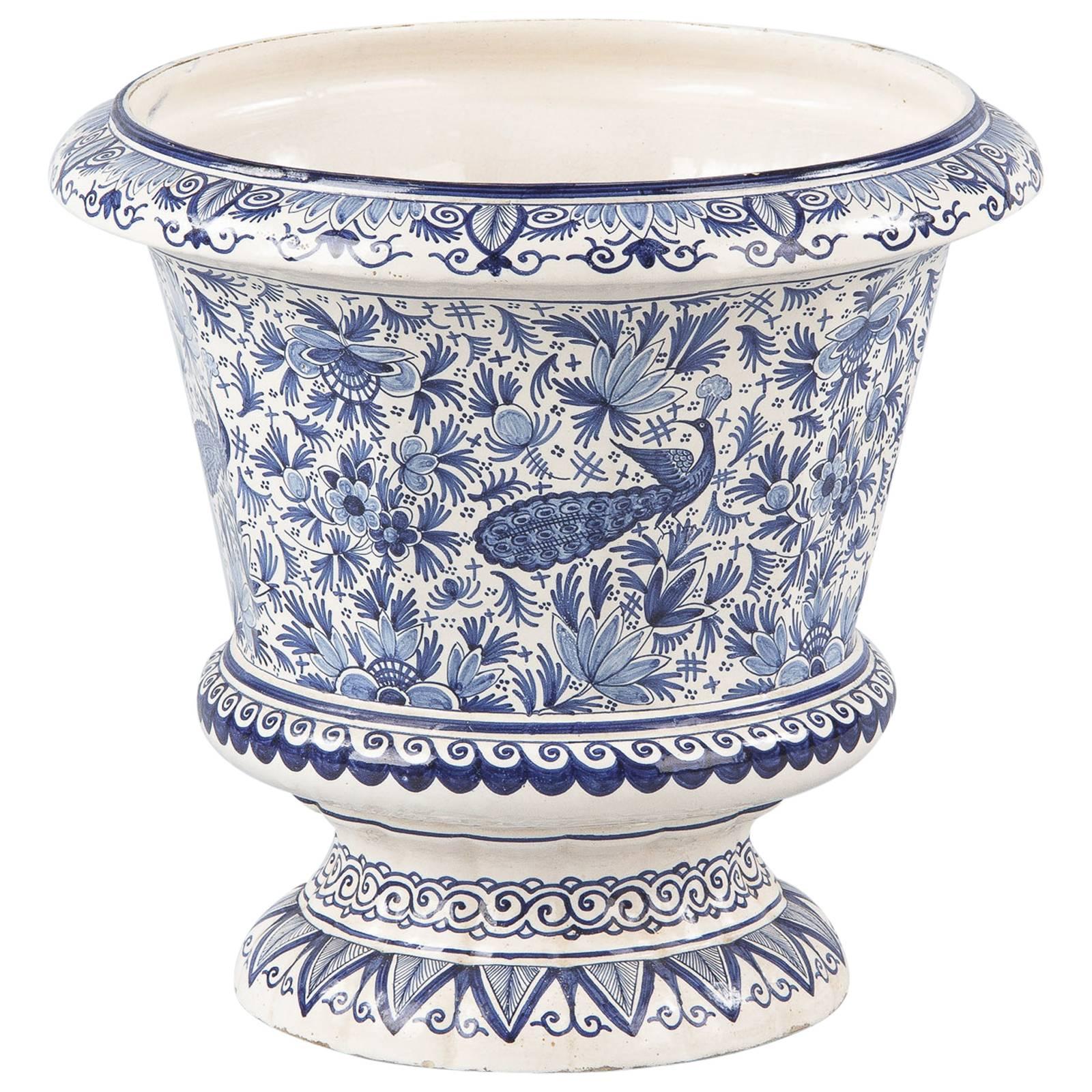 19th Century Blue and White Delft Ceramic Jardinière