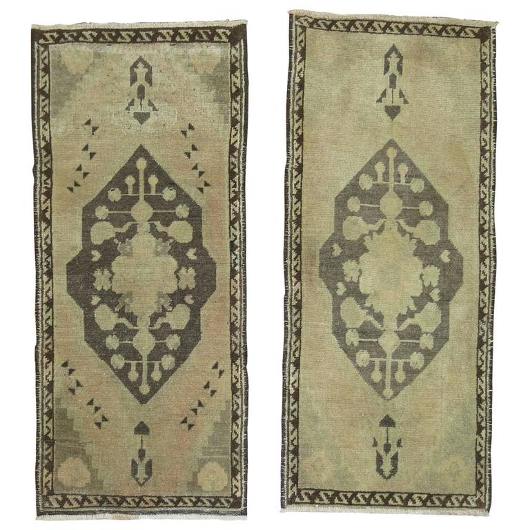 Pair of Vintage Turkish Rug Mats For Sale at 1stdibs
