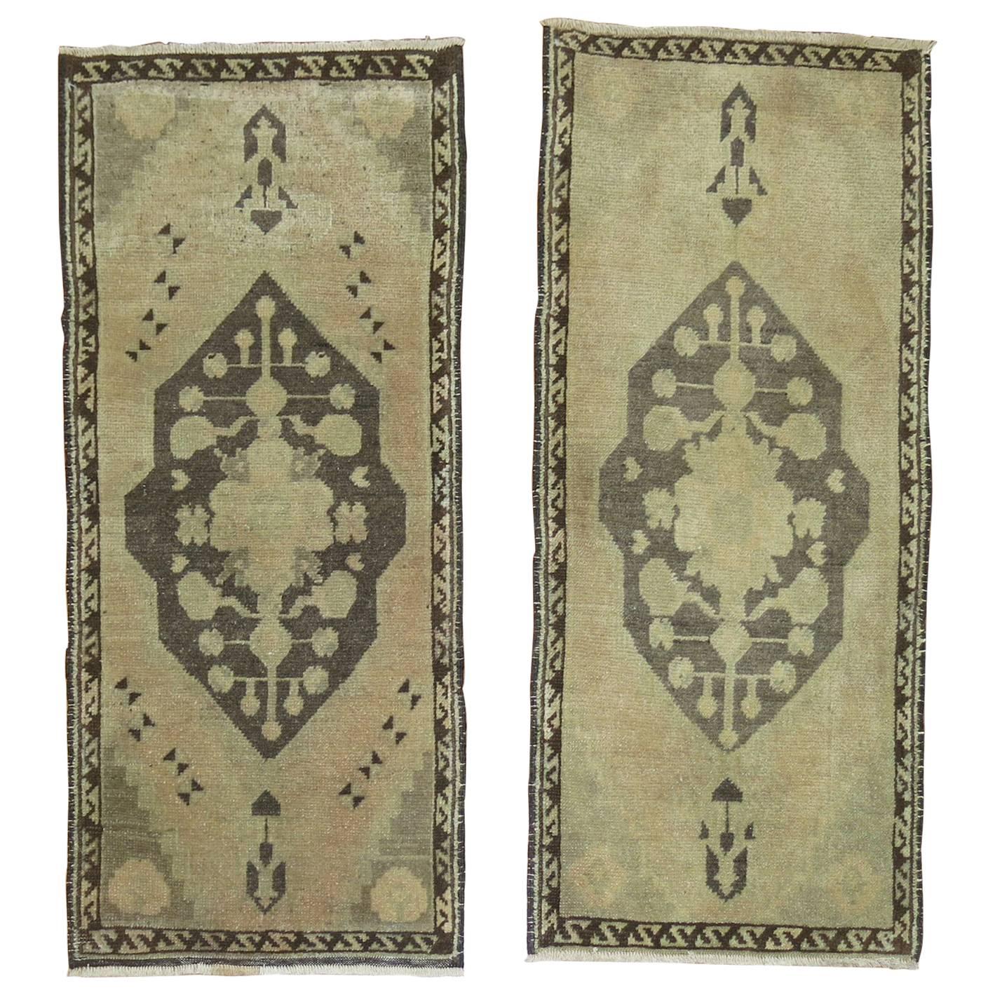 Pair of Turkish Oushak Anatolian Rug Mats For Sale at 1stDibs