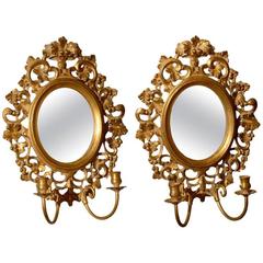 Pair of Vintage Mirrored Candle Sconces