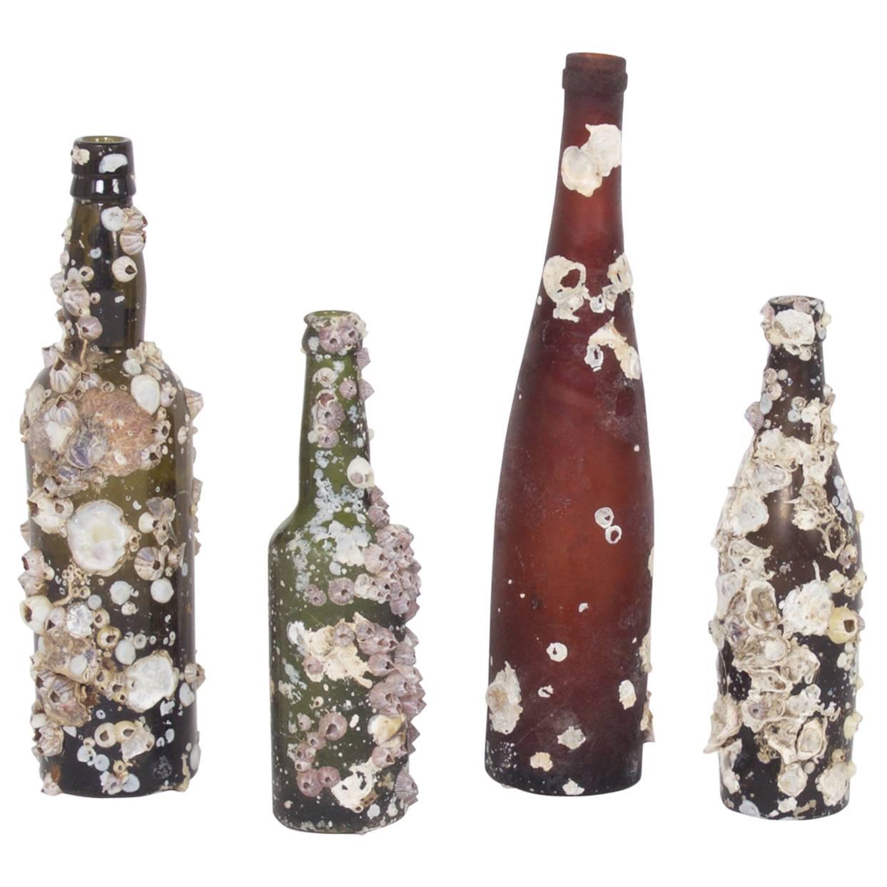 Set of Four Barnacle Encrusted Vintage Bottles, Priced Individually