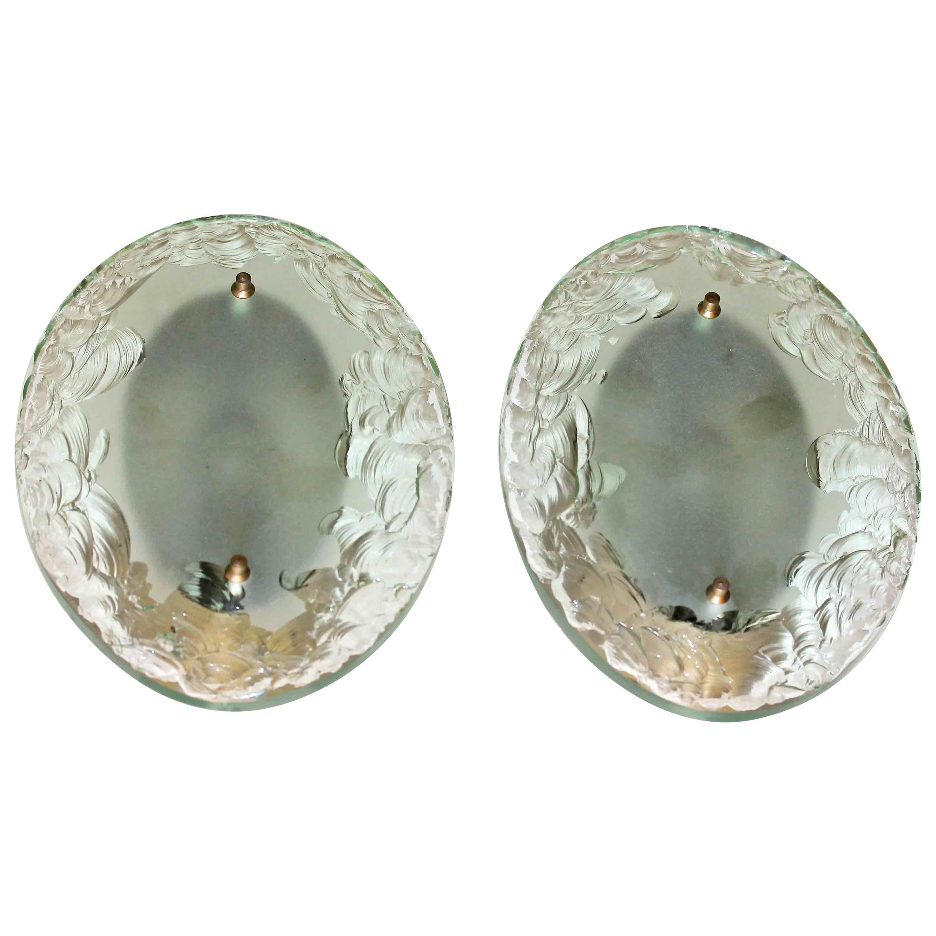 Pair of Italian Fontana Arte Style Broken Glass Wall Sconces