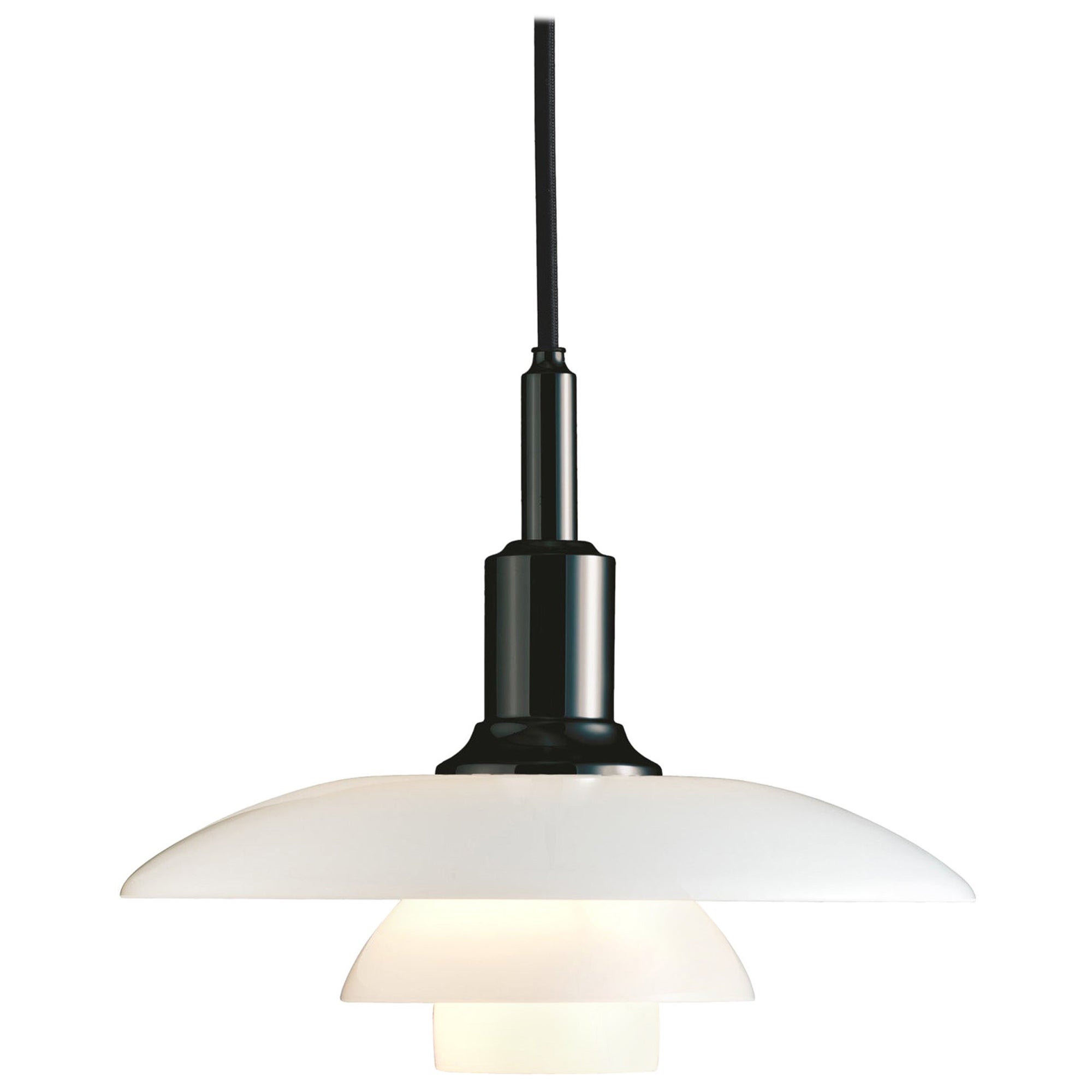 Poul Henningsen PH 3/2 Glass Pendant for Louis Poulsen in Black Metallized