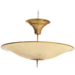 Italian Art Deco Brass and Murano Glass Stars Effect Ceiling Lamp Chandelier
