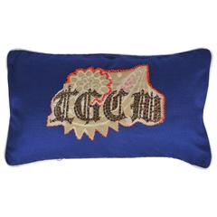 Unique Hndmade Rock and Roll Style Navy Blue Small Cushion
