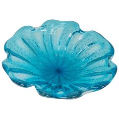 Large Blue Murano Bowl Attributed to Barovier e Toso