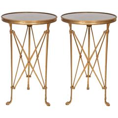 Pair of Directoire Style Granite Top Side Tables, France, circa 1960
