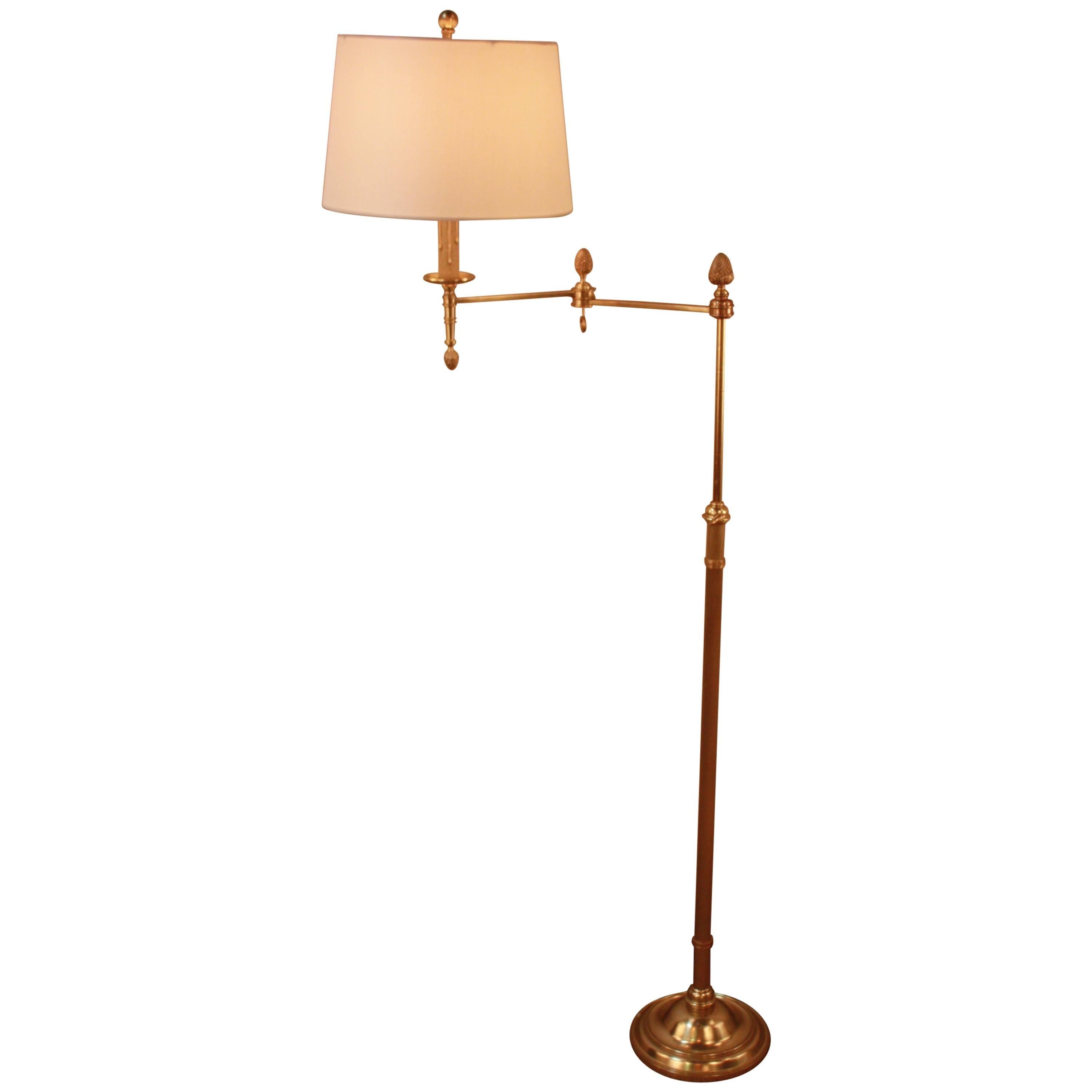 Mid-Century Swing Arm Bronze Floor Lamp