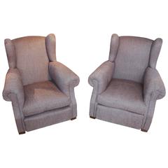 Pair of 1920s French Large Wingback Club Chairs 10