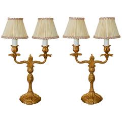 Pair of Louis XV Style Ormolu Two-Light Candelabra Lamps 12