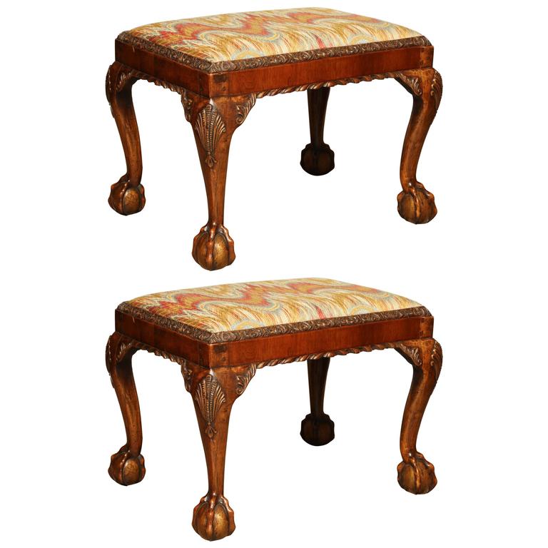 George Ii Style Mahogany Ball And Claw Stool