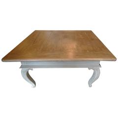 French Rural 1950s Coffee Table with Painted Cabriole Legs