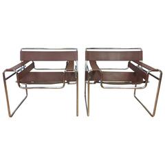 Vintage Pair of Marcel Breuer “Wassily” Chairs by Gavina for Knoll