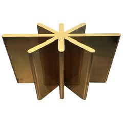 Stunning Bronze and Smoked Glass Dining Table Sculpture, France, 1970s