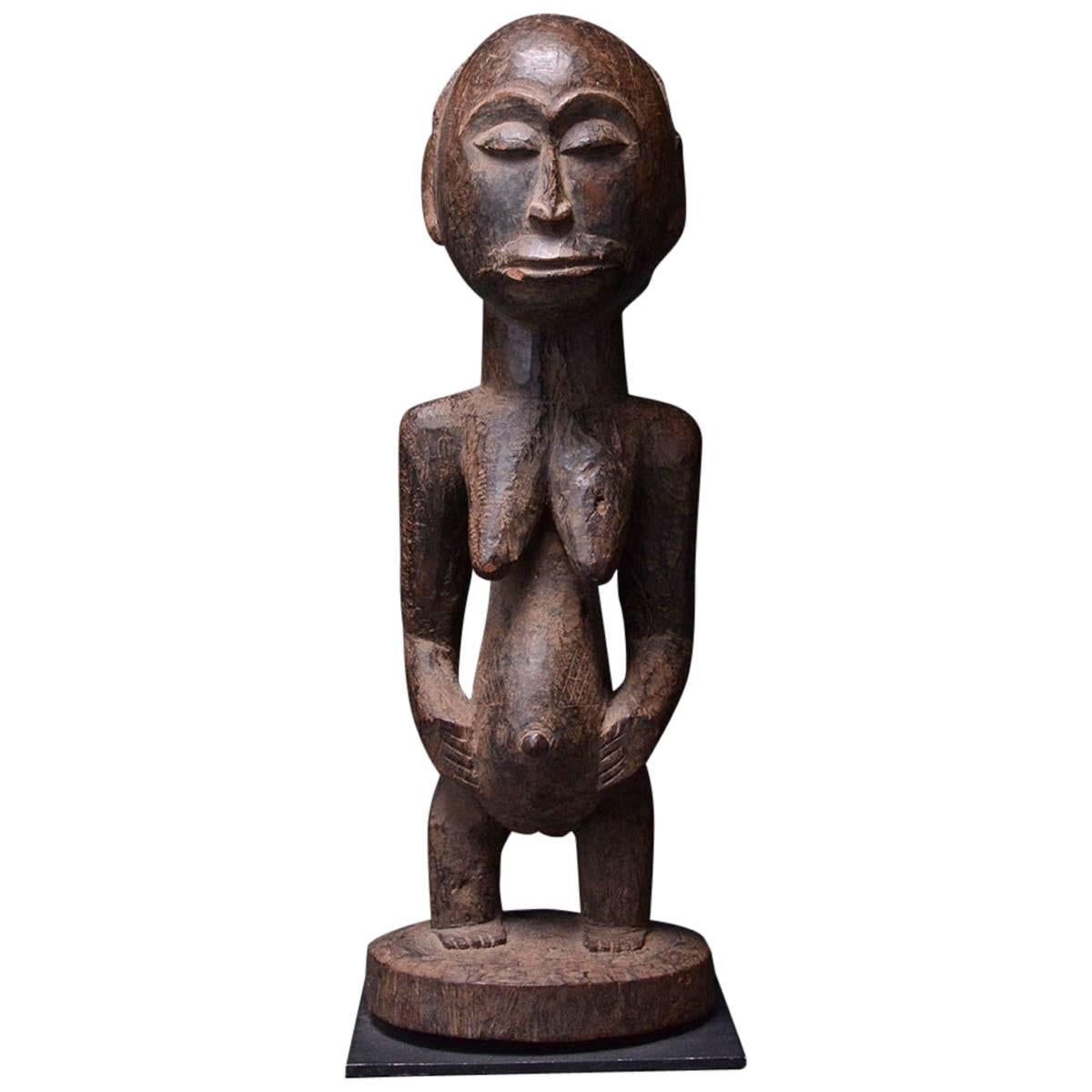African Hemba Wooden Sculpture of a Woman For Sale